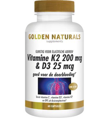 Golden Naturals Vitamine K2 200 mcg & D3 25 mcg (60vc) 60vc