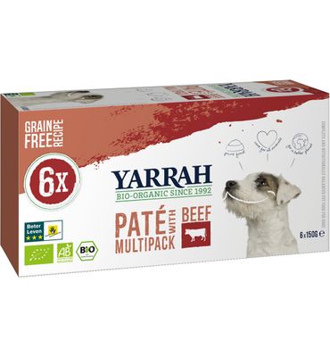 Yarrah Multipack hond met pate rund biologisch (6x150g) 6x150g