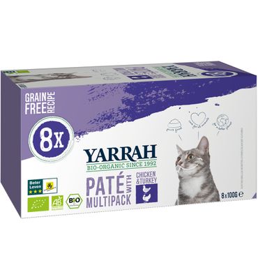 Yarrah Multipack kat met pate kip en kalkoen bio (8x100g) 8x100g