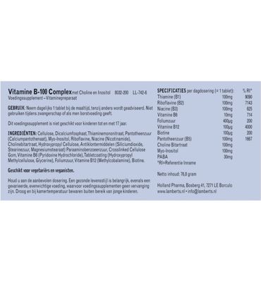 Lamberts Vitamine B100 complex (200tb) 200tb
