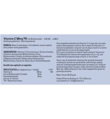Lamberts Vitamine C 500 time released & bioflavonoiden (250tb) 250tb