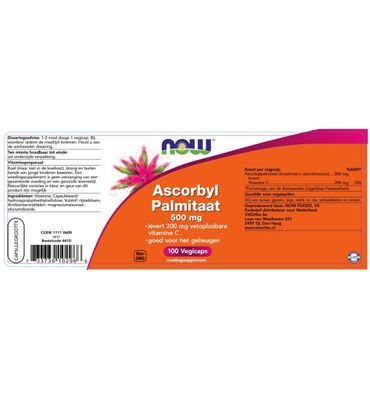 Now Ascorbyl palmitaat 500 mg (100vc) 100vc