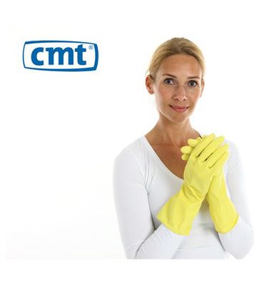 Cmt Huishoudhandschoen rubber geel maat L (1paar) 1paar