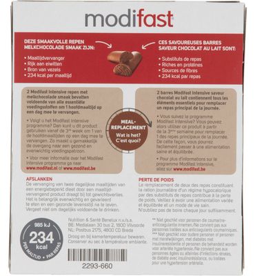 Modifast Snack & meal lunchreep melkchocolade 6 x 31 gram (6x31g) 6x31g