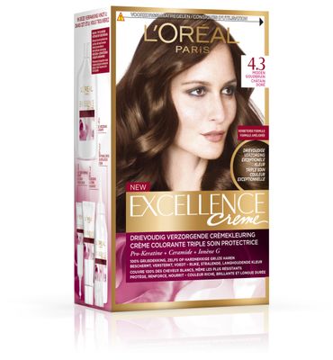 L'Oréal Excellence 4.3 midden goudbruin (1set) 1set