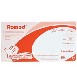 Romed Romed Latex handschoen niet steriel poedervrij M (100st)