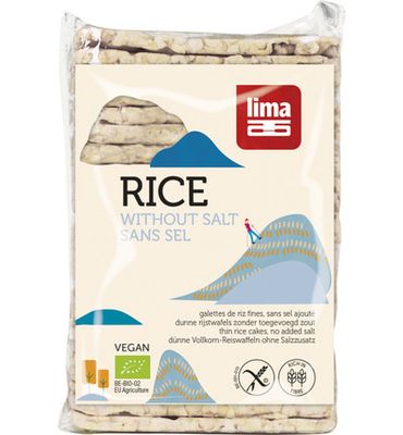 Lima Rijstwafels zonder zout dun recht bio (130g) 130g