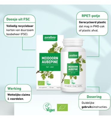 Purasana Meidoorn/aubepine vegan bio (120vc) 120vc