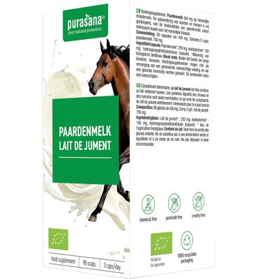 Purasana Paardenmelk/lait de jument bio (90vc) 90vc