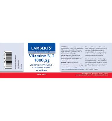 Lamberts Vitamine B12 methylcobalamine 1000mcg (60tb) 60tb