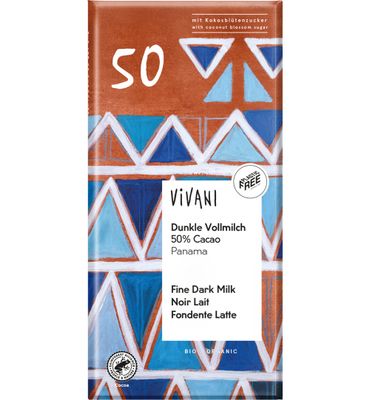 Vivani Chocolade melk donker 50% Panama bio (80g) 80g