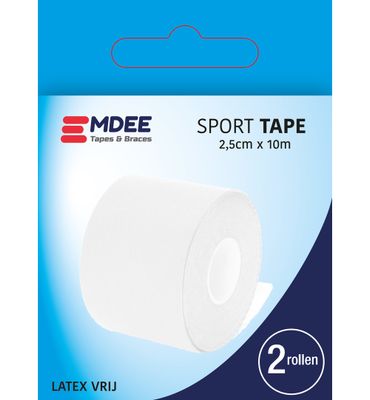 Emdee Sport tape 2.5 cm x 10 meter wit (2ST) 2ST