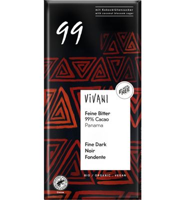 Vivani Chocolade puur delicaat 99% Panama bio (80g) 80g