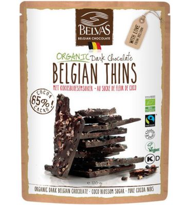 Belvas Thins dark 85% met kokosbloesemsuiker bio (120g) 120g