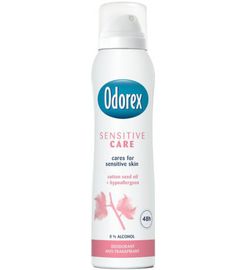 Koopjes Drogisterij Odorex Body heat responsive spray sensitive care (150ml) aanbieding
