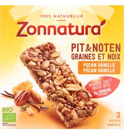 Zonnatura Zonnatura Pit en notenreep pecan vanille 25 gram bio (3x25g)