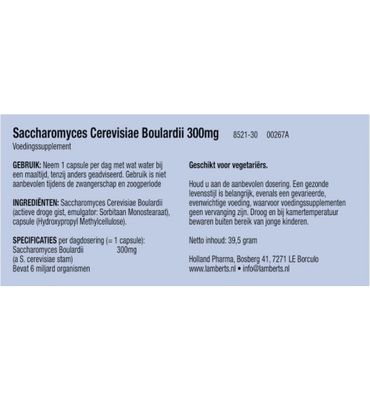 Lamberts Saccharomyces boulardii 300mg (30ca) 30ca