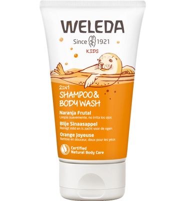 Weleda Kids 2-in-1 shampoo & bodywash blije sinaasappel (150ml) 150ml