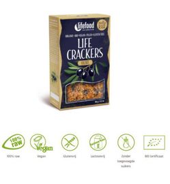 Lifefood Lifefood Life crackers olijf bio (90g)