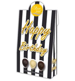 Voor Jou! Voor Jou! Cadeau doos black & white happy birthday (100g)
