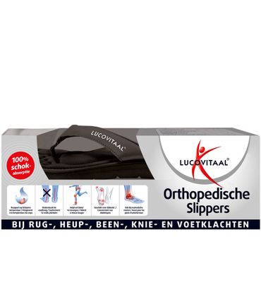 Lucovitaal Orthopedische slippers maat 37-38 zwart (1paar) 1paar