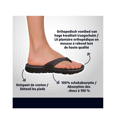 Lucovitaal Orthopedische slippers maat 43-44 zwart (1paar) 1paar