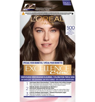 L'Oréal Excellence 500 puur lichtbruin (1set) 1set