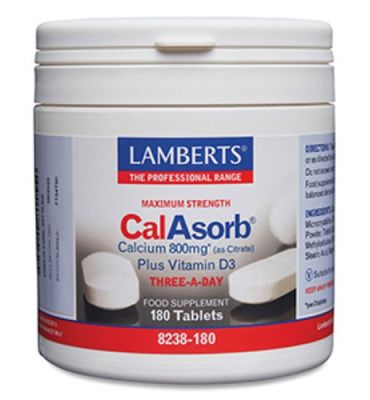 Lamberts CalAsorb (calcium citraat) & Vitamine D3 (180tb) 180tb