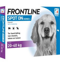 Frontline Frontline Spot on 3 + 1 hond L 20-40kg vlo en teek (4ST)