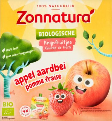 Zonnatura Knijpfruit appel/aardbei (4x85g) 4x85g
