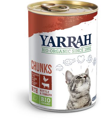 Yarrah Kattenvoer chunks met kip en rund bio (405g) 405g