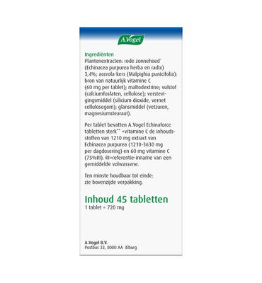 A.Vogel Echinaforce sterk + vitamine C (45tb) 45tb