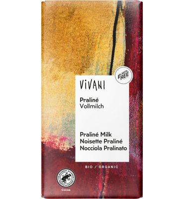 Vivani Chocolade melk praline nougat bio (100g) 100g