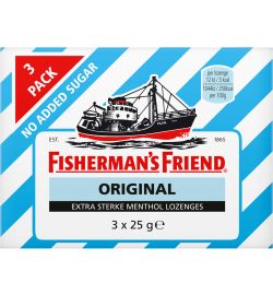 Fisherman's Friend Fisherman's Friend Original extra sterk suikervrij 3-pack (3x25g)