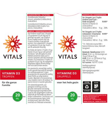 Vitals Vitamine D3 druppels (20ml) 20ml