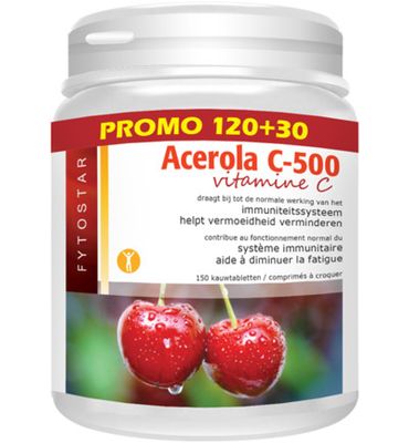 Fytostar Acerola vitamine C 500 kauw (150tb) 150tb