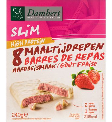 Damhert Afslank proteinereep witte chocolade & aardbei (240g) 240g