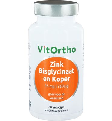 VitOrtho Zink bisglycinaat 15mg en koper 250mcg (60vc) 60vc
