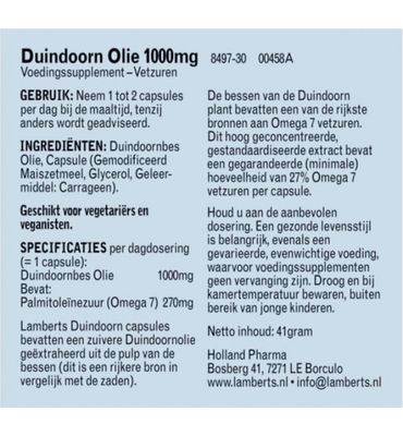Lamberts Duindoorn olie 1000mg - Sea buckthorn berry oil (30ca) 30ca
