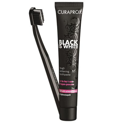 Curaprox Black is white tandpasta whiten + tandenb ultr sft (1set) 1set