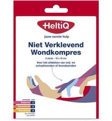 HeltiQ Niet verklevend wondkompres 10 x 10cm (5st) 5st