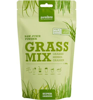 Purasana Grassenmix sappoeder/poudre jus herbes mix bio (200g) 200g