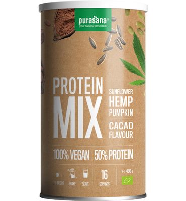 Purasana Vegan proteine zonnebloem hennep pompoen cacao bio (400g) 400g
