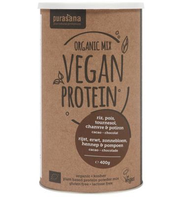 Purasana Vegan proteine rijst erwt zonnebl pomp hennep bio (400g) 400g