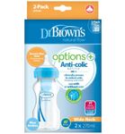 Dr Brown's Options+ brede halsfles 270ml blauw (2st) 2st thumb