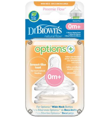 Dr Brown's Options+ speen prematuur brede halsfles (2st) 2st