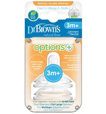 Dr Brown's Options+ speen fase 2 brede halsfles (2st) 2st