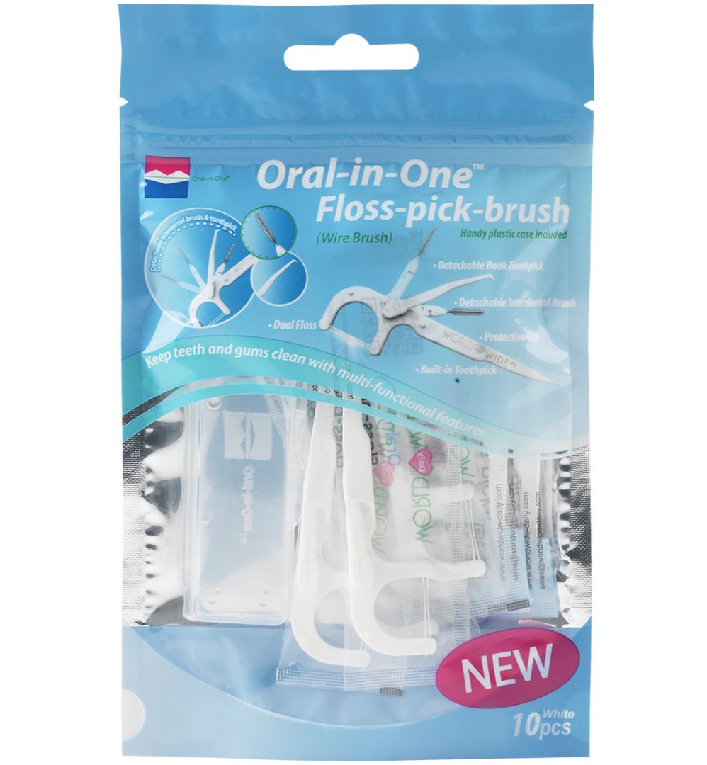 Eik vonk heden Oral-in-One Floss-pick-brush tandenstokers (10st)