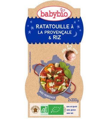 Babybio Ratatouille met rijst 200 gram bio (2x200g) 2x200g