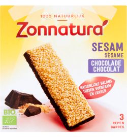 Zonnatura Zonnatura Sesam reep pure chocolade 3-pak bio (90g)